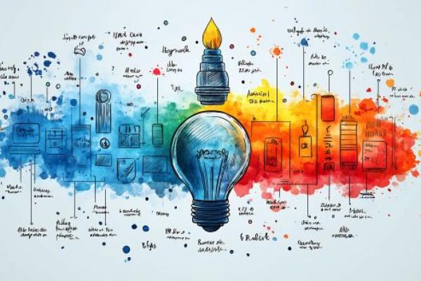 Carte mentale illustrée des éléments de branding détaillant les logos, palettes de couleurs, typographie et voix de marque.